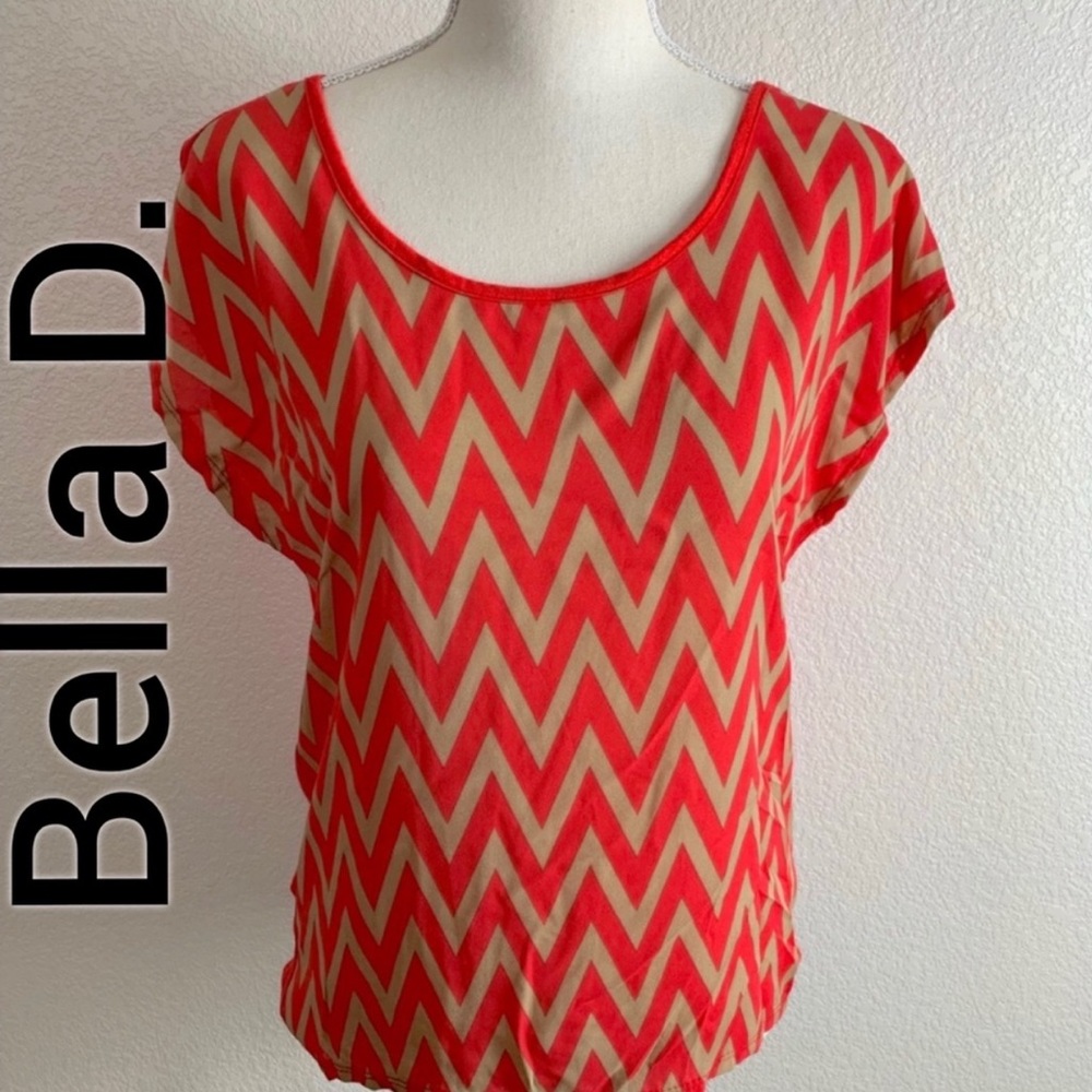 Red and Brown Chevron Top